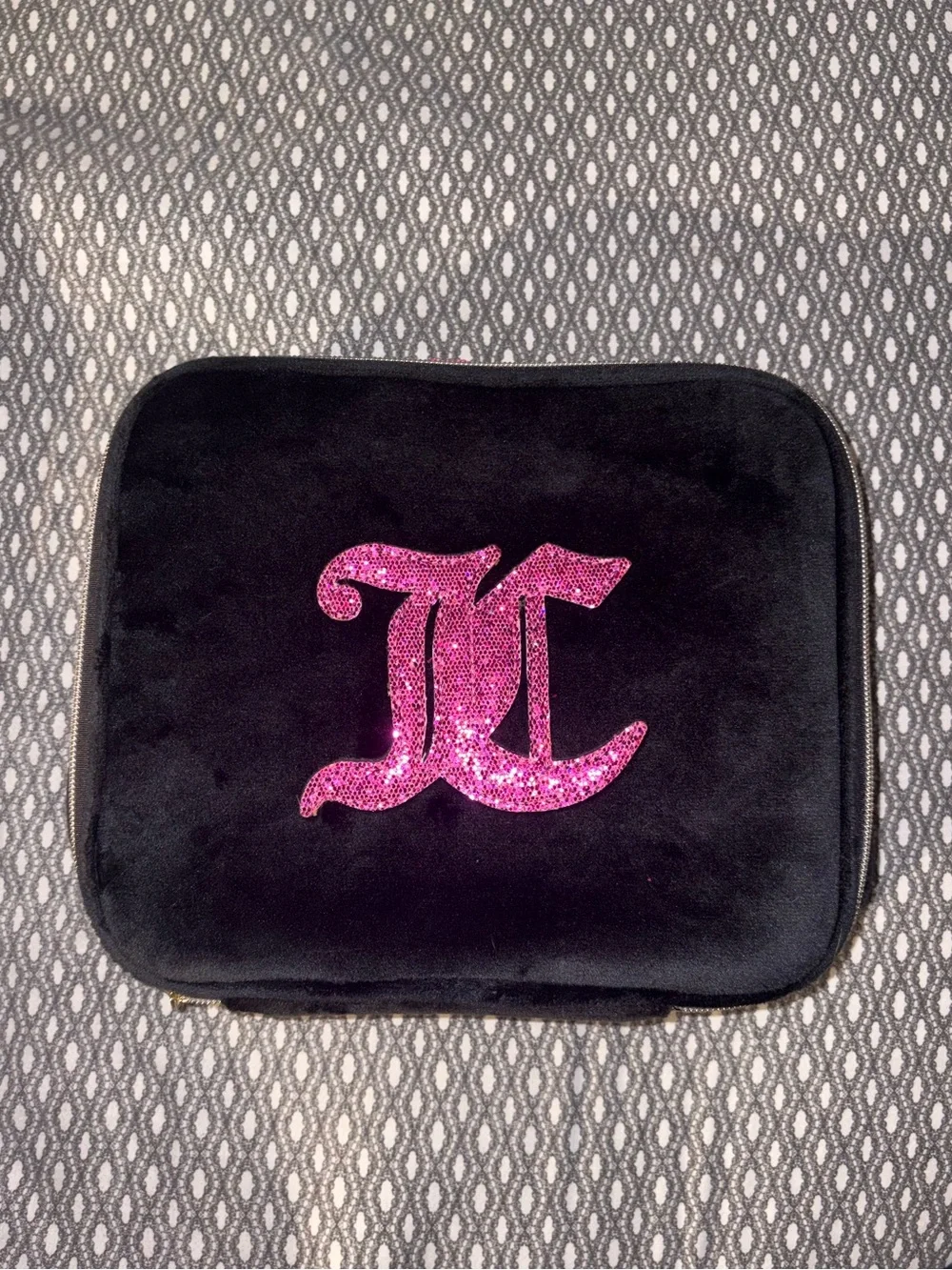 Juicy Couture Black Cosmetic Bag with Pink Glitter Logo